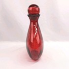 Amanda Spain Thick Heavy Ruby Red 14 Inch Decorative Lidded Glass Bottle