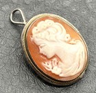 Vintage Silver Plated Left Facing Lady Cameo Pendant Pin
