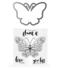 Lift Me Up Butterfly Clear Acrylic Stamp   Die Set By Hampton Art Sc0770 New 