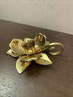 Vintage Solid Brass Flower Candlestick Holder