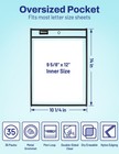 30 Packs Oversized Reusable Dry Erase Pocket Sleeves 2 Rings Black 10x14