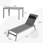Patio Chaise Lounge Set W 5 Adjustable Position headrest   Side Table  Grey