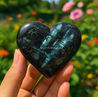 Natural Arfvedsonite Stone Heart Black Flashy Crystal Home Decor Healing Gifts