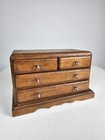 Vintage Wooden Jewelry Box Chest 4 Drawer Organizer Rustic Desktop Storage
