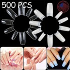 500 Pcs White Natural False Half Nail Tips Acrylic Uv Gel French Art Manicure Us