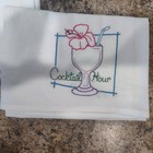Set Of 2 Flour Sack Tea kitchen Towels  Vintage Style Hand Embroidered Cocktails