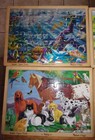 Lot Of 4 Melissa   Doug 48 Pc Wooden Frame tray Puzzles -animals Farm Unicorns