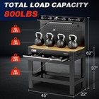 Workpro 45  Garage Workbench W storage Heavy-duty Workbench With Pegboard 800lbs