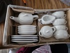 Ikea Kids Tea Set 17 Pc  Teapot Cups Creamer Sugar Duktig White Ceramic Play