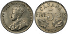 1929 Canada 5 Cents Nickel Pcgs Ms63 Near S 5c Km 29 Bu Unc Mint State