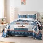  Fish Quilt Set - Size With 2 Shams  Rustic Cabin Bedding With King True North