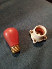 Antique Light Socket And Bulb-   10 Watt  Red Light Bulb