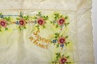 Antique Vintage French Silk Lace Handkerchief Hand Embroidery Flowers France