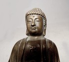 Small Antique Japanese Meiji Seated Bronze Buddha Holding A Stupa - Signed -5  T