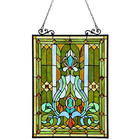 Handcrafted Tiffany-style Victorian Stained Glass Window Panel Suncatcher 18x25