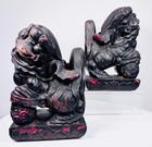 Pair Of Antique Chinese Carved   Lacquered Wood Guardian Lions   Circa 1850     19