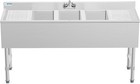 Commercial Sink  3 Compartment 304 Stainless Steel Bar Sink W  Double Drainboard