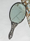 Antique Sterling Silver Purse Hand Mirror Floral Repousse Petite 5  Vintage 925
