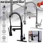 Kitchen Sink Faucet Stainless Steel Single Handle Pull Down Sprayer Swivel Mixer