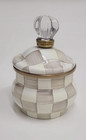Mackenzie Childs Mocha Check Enamel Lidded Sugar Bowl