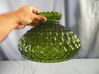 Vintage Large Green Glass Aladdin Rayo Diamond Quilt Lamp Shade 10  Wide Fitter