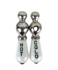 Vintage Pair Solid Brass Faucet Handle Porcelain Knobs Hot Cold 3 