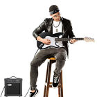 Black Electric Guitar Full Size With 10w Amp  Case And Accessories Pack Beginner
