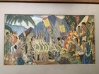 Set Of 4 Vintage Mcm Eugene Savage Art Litho Prints In Heavy Oak Frames Nice 