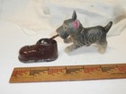 Vintage Occupied Japan Celluloid Wind Up Playing Dog Toy W box   Key Works Nice 