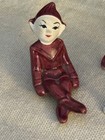 Vintage Gilner Ceramic Pixie Elf Figurines Burgundy Japan Lot Of 6 Mcm Kitschy