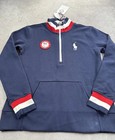 Polo Ralph Lauren Us Paralympic Team 2018 Quarter Zip Sweatshirt Small Navy Red