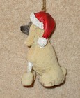 Painted Resin Poodle W santa Hat Christmas Ornament - New
