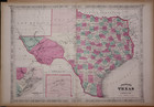 Rare Antique 1869 Railroad   County Map Of Texas By A  J  Johnson