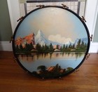Rare 1920s Ludwig Bass W original Factory Painted Mountain   Lake Calfskin Heads