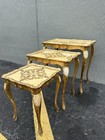 Set Of Three Florentine Italian Gold Gilt Wooden Tables Nesting