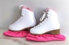 Jackson Ultima Soft Skate Figure Ice Skates  Girls Size 1 Pink Covers   Bag Euc