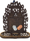 Judaic Solid Brass   Enamel Torah Scrolls-10 Commandments Stand - Jerusalem Vtg
