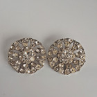 Vintage Bogoff Rhinestone Buttons 1 5  Sparkle Silver Tone Lot Of 2 Signed