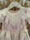 Vintage Polka Dot Silky Dress Pastel Pink Toddler 3-4 Lace Pageant Party