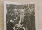 Antique Snapshot B w 1940s Photograph Woman Smiling In Forest Woods Vtg Portrait