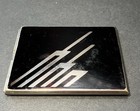 Vtg Art Deco Cigarette Card Case Carrier Black Silver Metal
