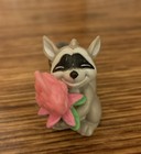 Small 1 25    Racoon With Pink Flowers Figure