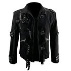 Men s New Gothic Punk Black Jacket Buckle Straps Zipper Emo Steampunk Coat