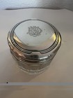 Antique Cut Glass Vanity Jar With Silver Engraved Lid     Circa 1880