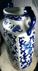 Antique Chinese Oblong Feng Shui Blue Willow Dahlia Dragon Scroll Vase Wow Nice 