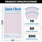 Kitchendine Guest Checks For Restaurants - 10 Pads With 50 6 75 X 3 5  Pink