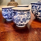 Nib Vintage Chinese Porcelain Blue   White Chinoiserie Mini Tea Set With Box