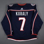 2022-23 Sean Kuraly Columbus Blue Jackets Game Used Worn Nhl Hockey Jersey