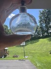 Antique Holy Water Embossed Cross Clear Glass Bottle Vintage Cork Lid Catholic