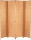 Wood Mesh Woven Design 4 Panel Folding Wooden Screen Room Divider